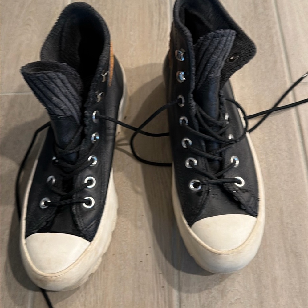 Converse all star Gortex Leather high top Platform shoes.